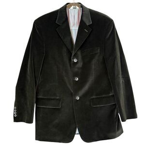 Wilke-Rodriguez Velour Blazer Velvet Sport Coat 3 Button Black 100% Cotton 41R